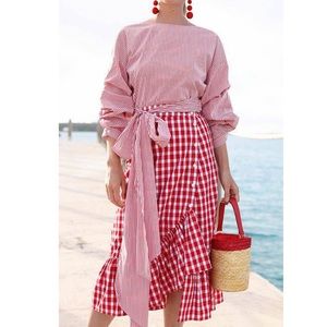 Zara Gingham Ruffles Skirt Size M